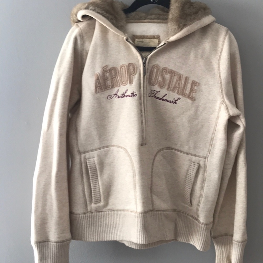 3/4 Zip Pullover with Faux Fur Hood